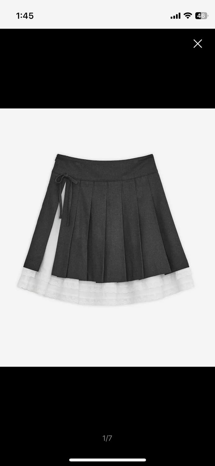 허그유어스킨 슬릿 플리츠 미디 스커트 차콜 상품이미지1