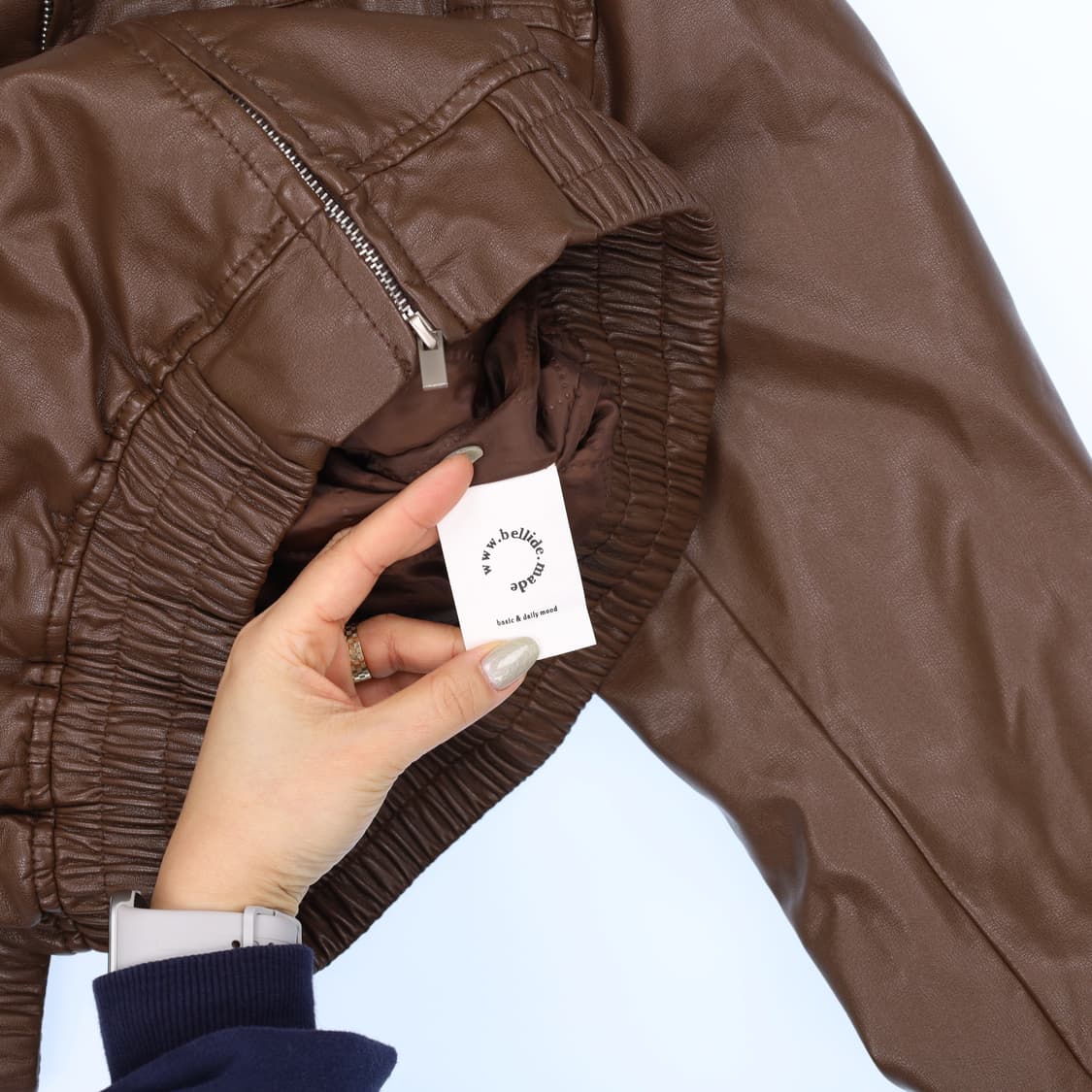 [실측확인] 베이델리 여성 크롭 레더자켓 0120J 상품이미지4