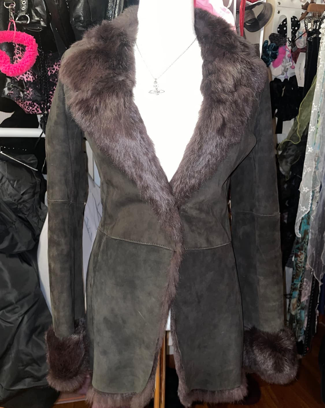 래빗퍼 스웨이드 무스탕 자켓 상품이미지1