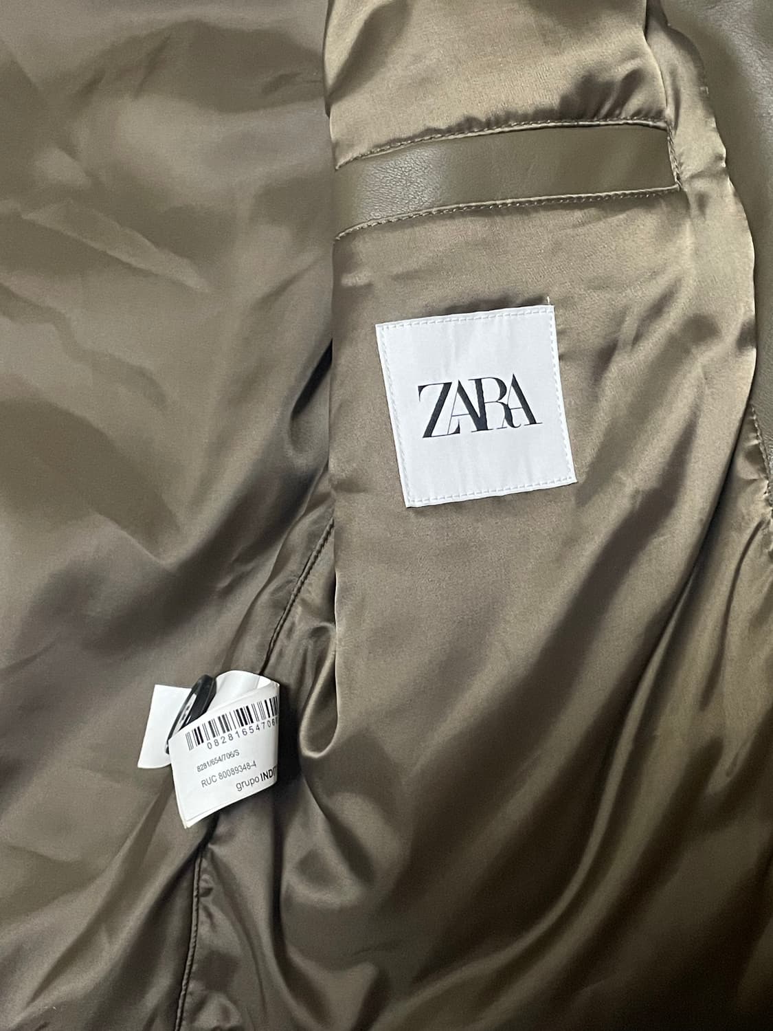 자라 ZARA 카키브라운 레더 자켓 상품이미지3