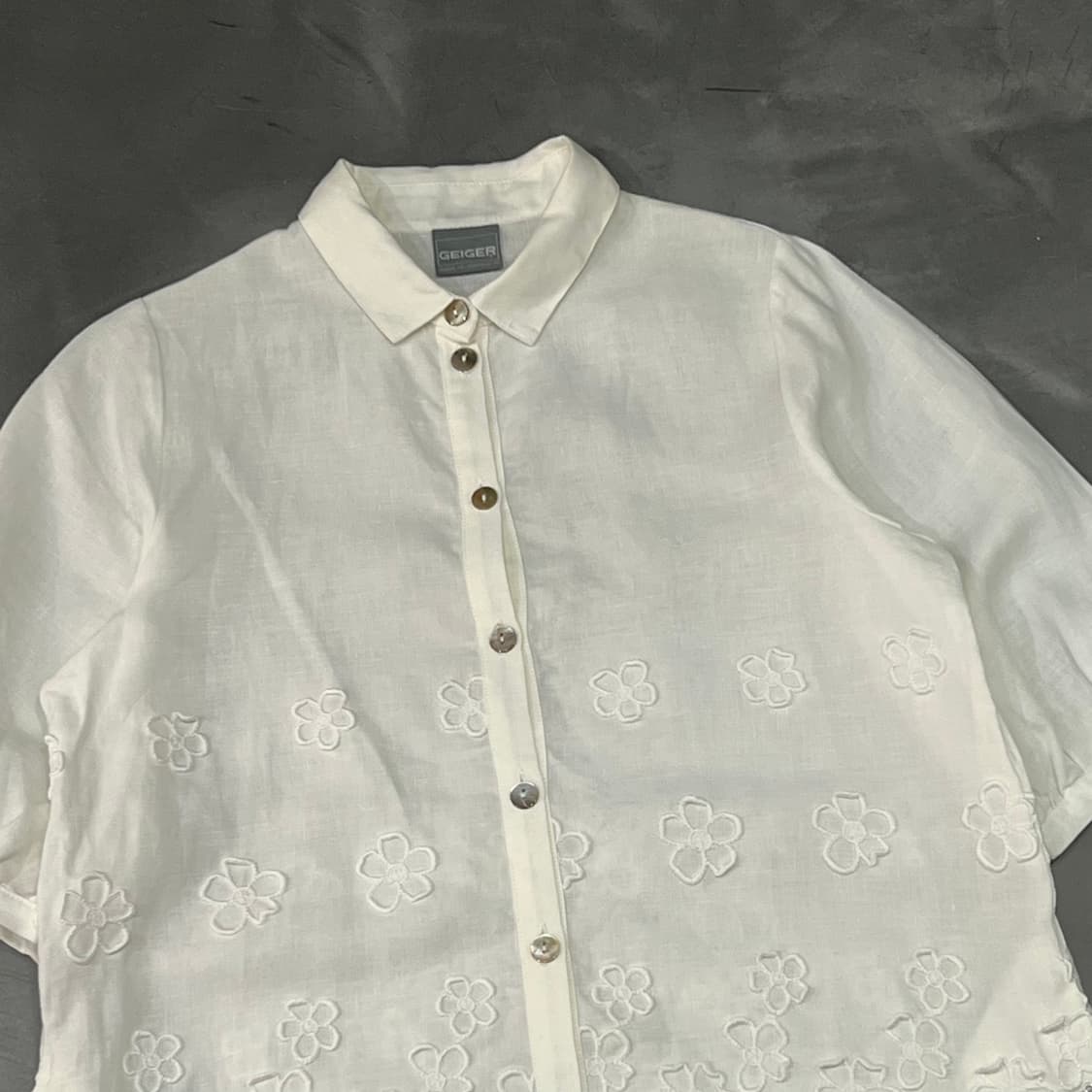  가이거 플라워 자수 린넨 하프 셔츠 y16206 상품이미지3
