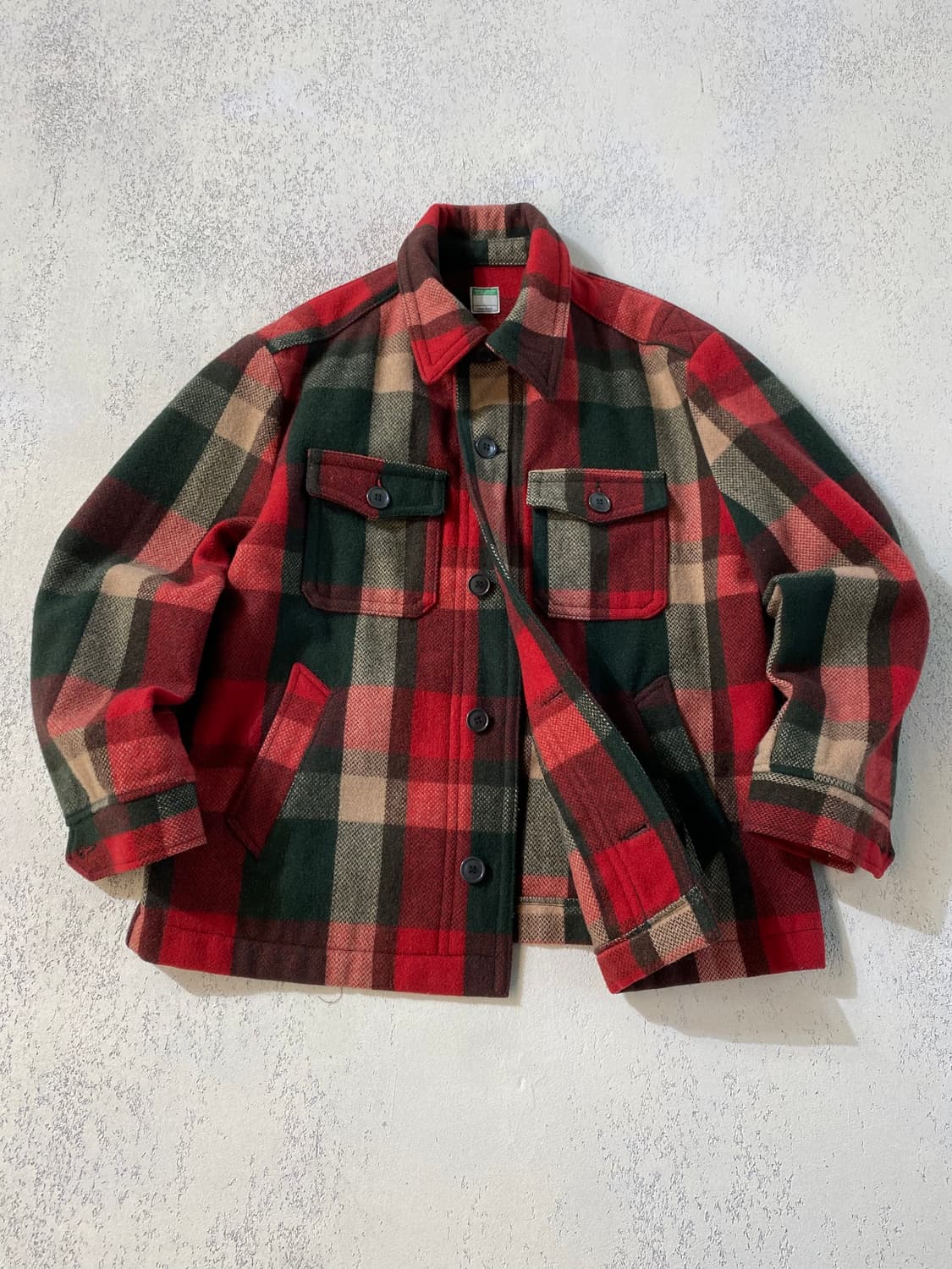 [M] 90s Benetton 베네통 이태리 메이드 울 체크 셔츠자켓 상품이미지1