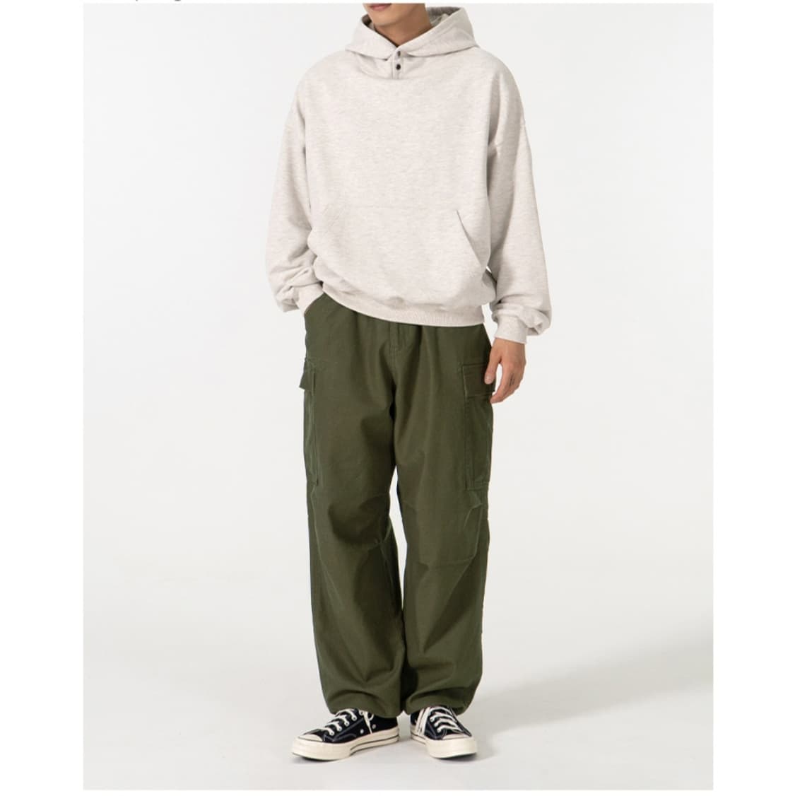 토피 코튼 카고 카키 와이드 팬츠 상품이미지1
