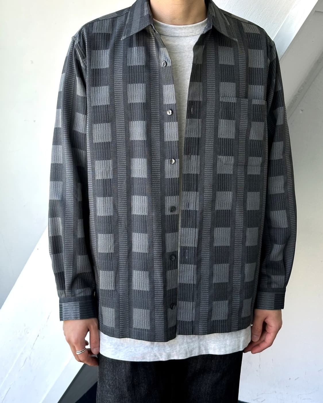 Patterned poly L/S shirt 상품이미지6