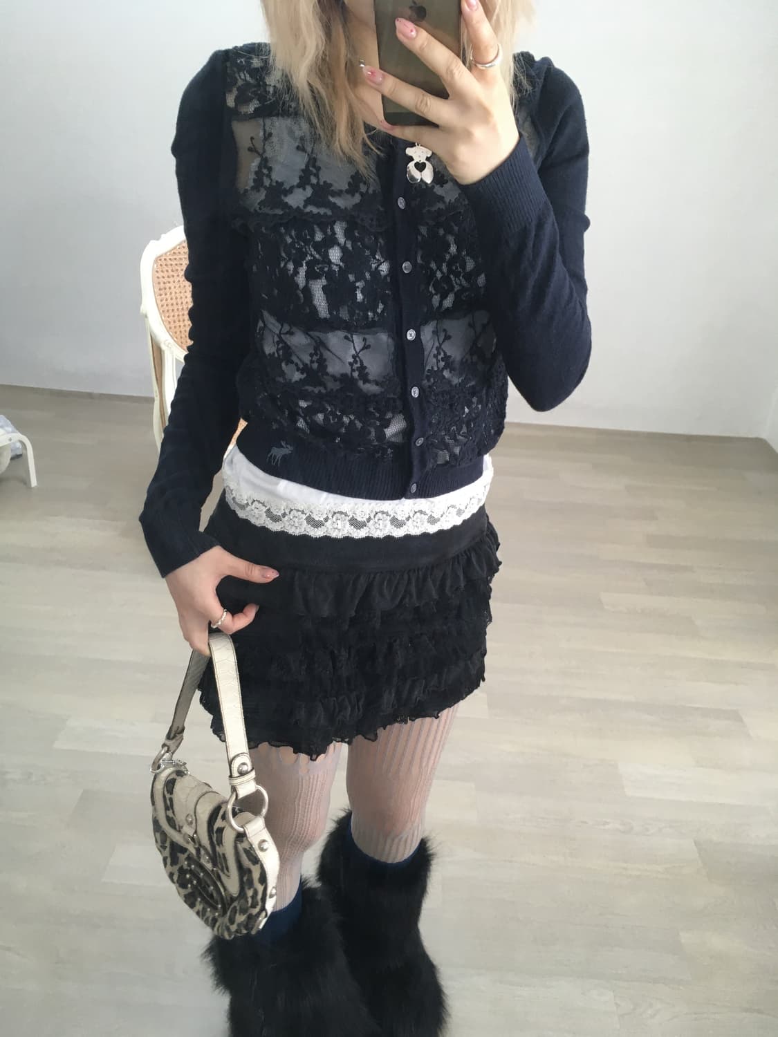 jpn vintage lovely black lace cancan sk 상품이미지2