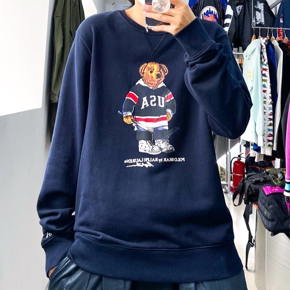 폴로 랄프로렌 신형 하키 베어 네이비 스웻 맨투맨 상품이미지1