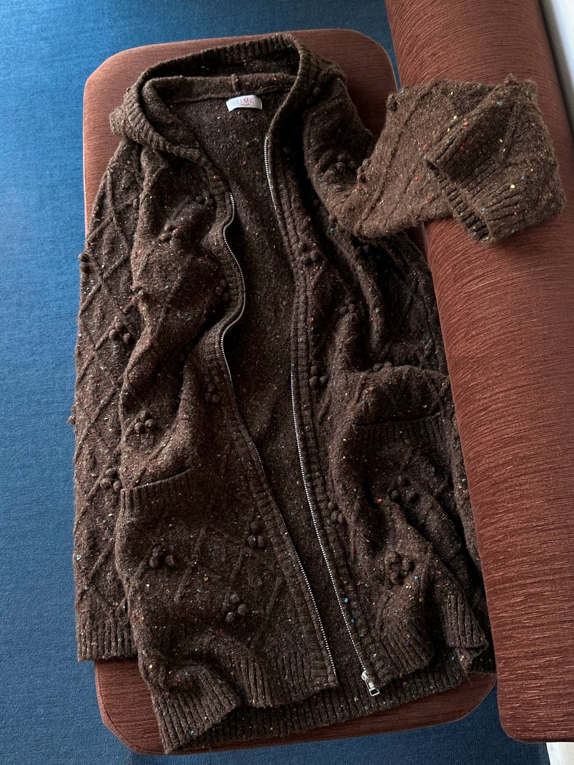 Design patterned hooded long knit jacket 상품이미지2