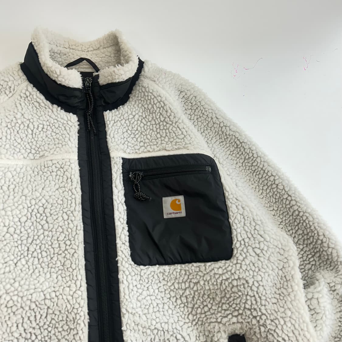 Carhartt 칼하트 블랙아이보리 배색 후리스 집업 상품이미지4