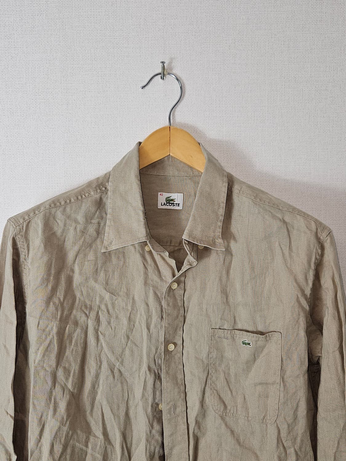 라코스테 미니로고 린넨 마 셔츠 남성 베이지 105 정품 상품이미지1