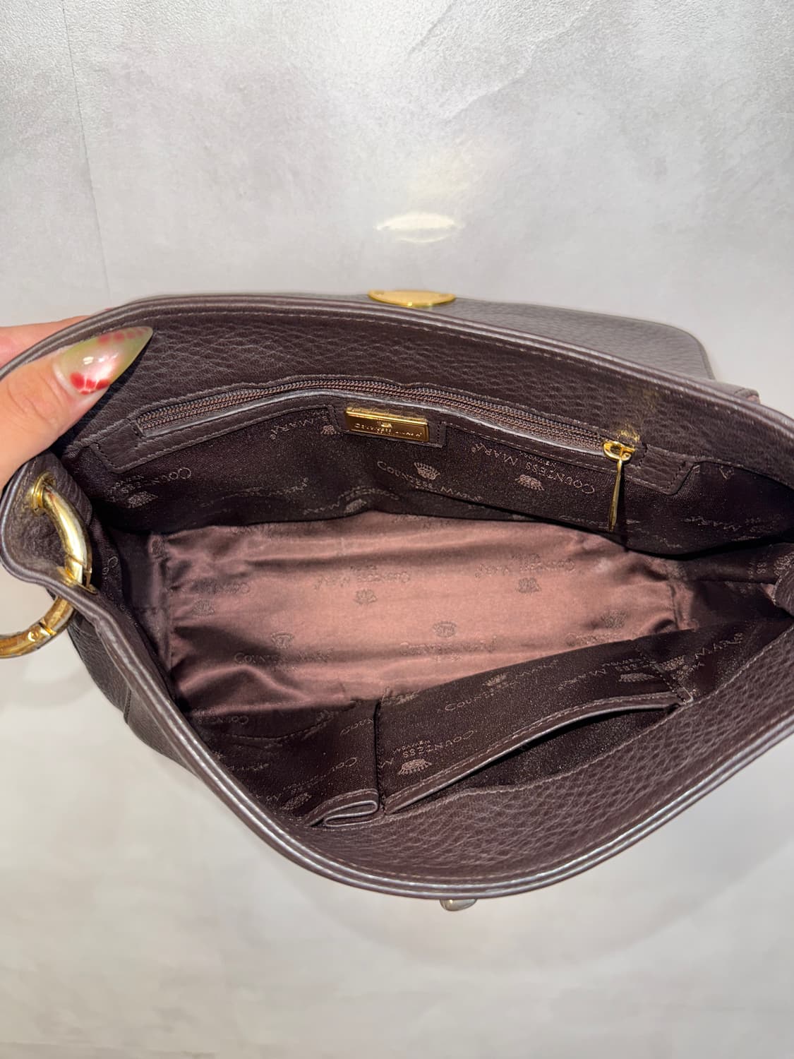 Dark brown oriental python calf fur 숄더백 상품이미지6