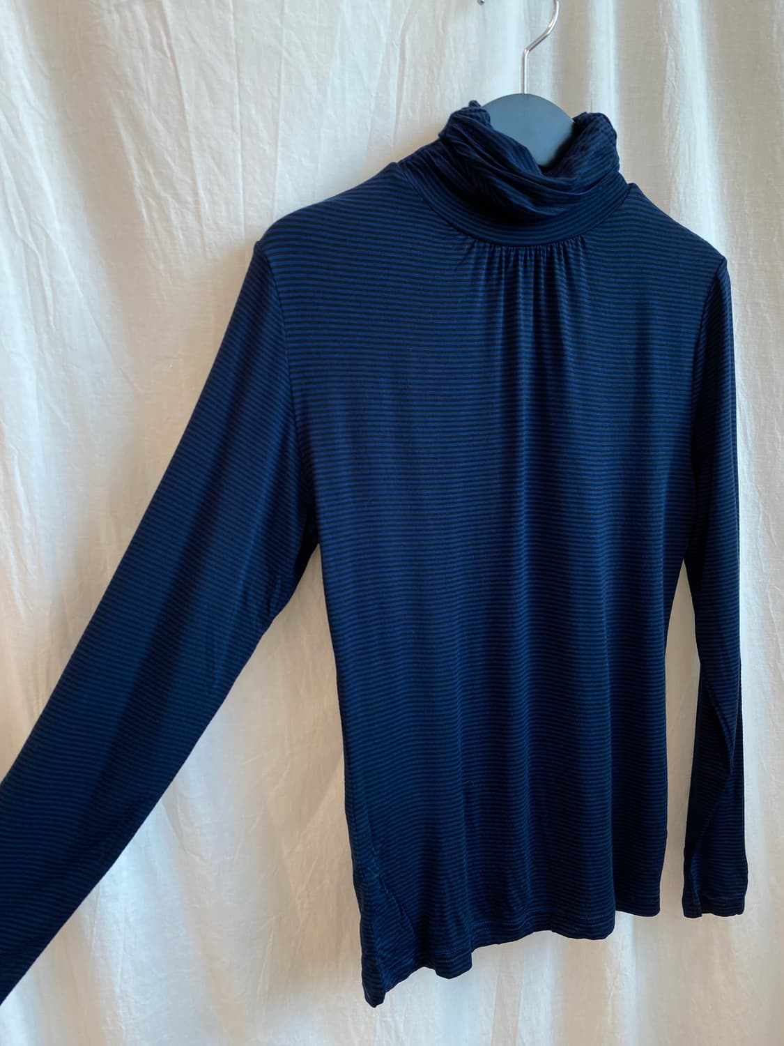 TOPVALU 블루 스트라이프 터틀넥탑(M) 상품이미지7