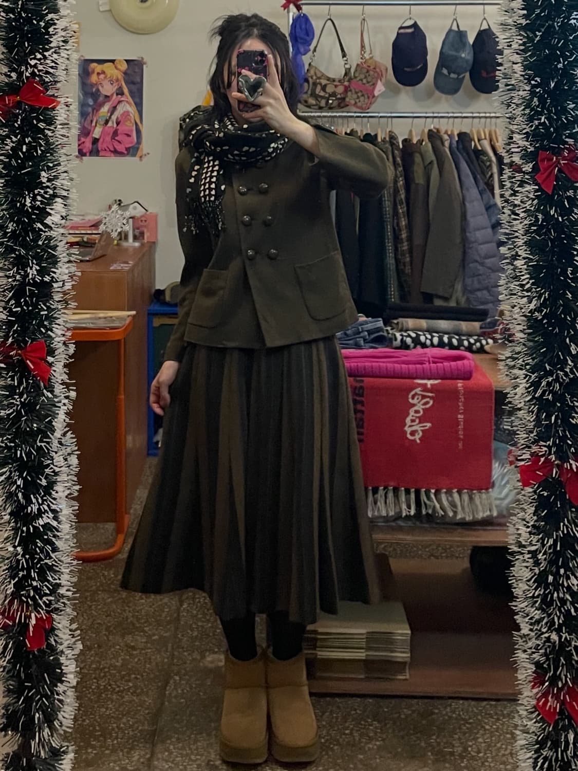 헤링본 플레어 울 롱스커트 [무배] 상품이미지1