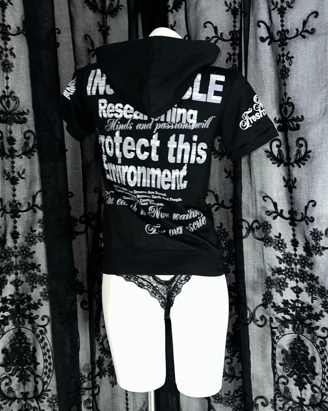 punk lettering hooded zip-up 상품이미지5