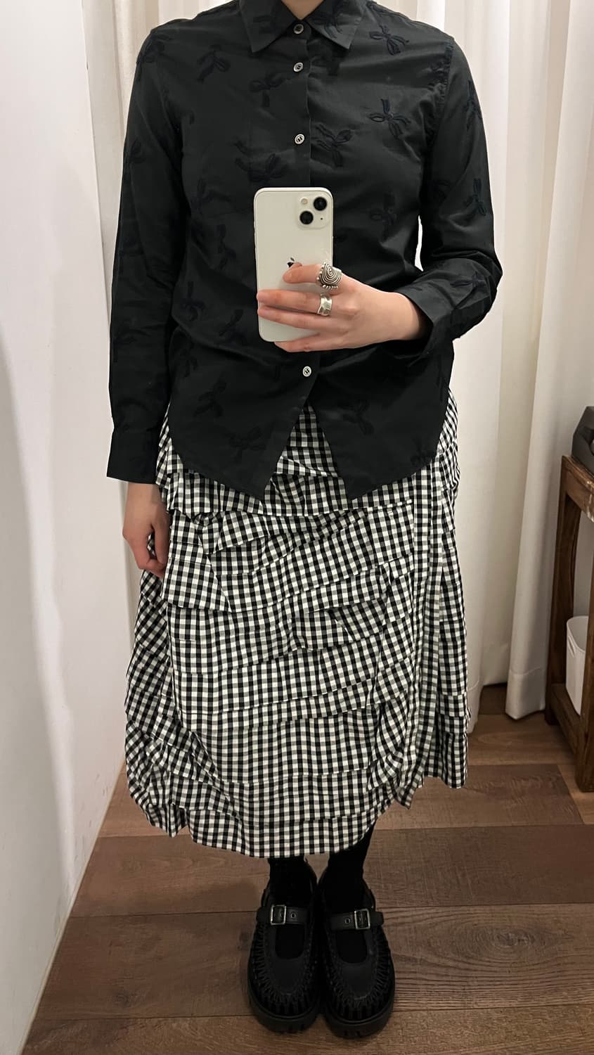Ruffle Layer Gingham Check Skirt 상품이미지3