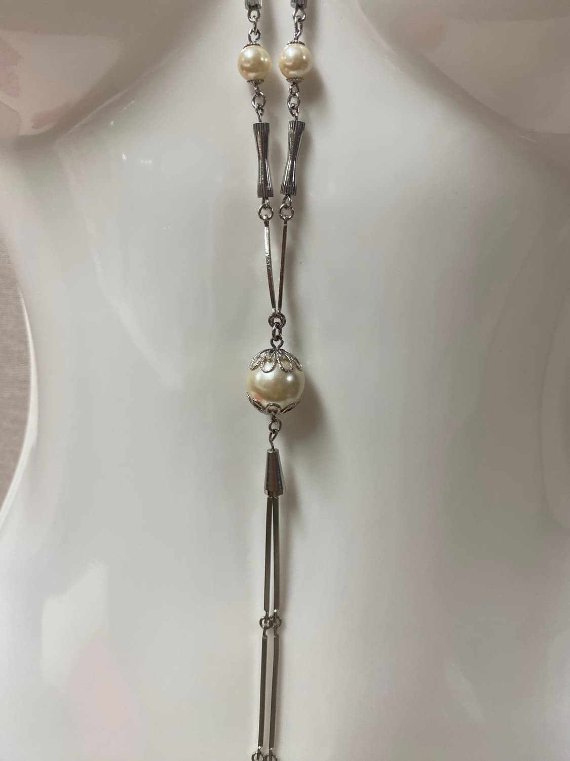 실버톤 드롭 진주 목걸이 상품이미지2