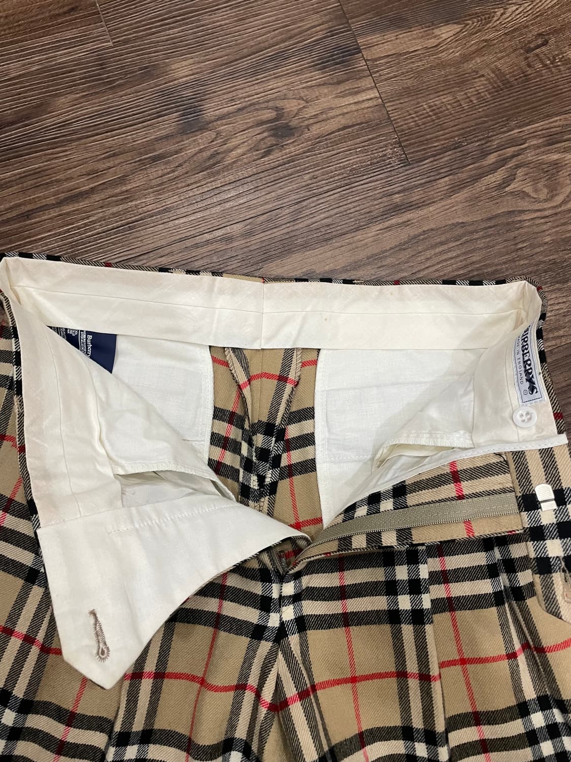 90s 버버리 울 노바체크 팬츠 베이지 30 상품이미지5