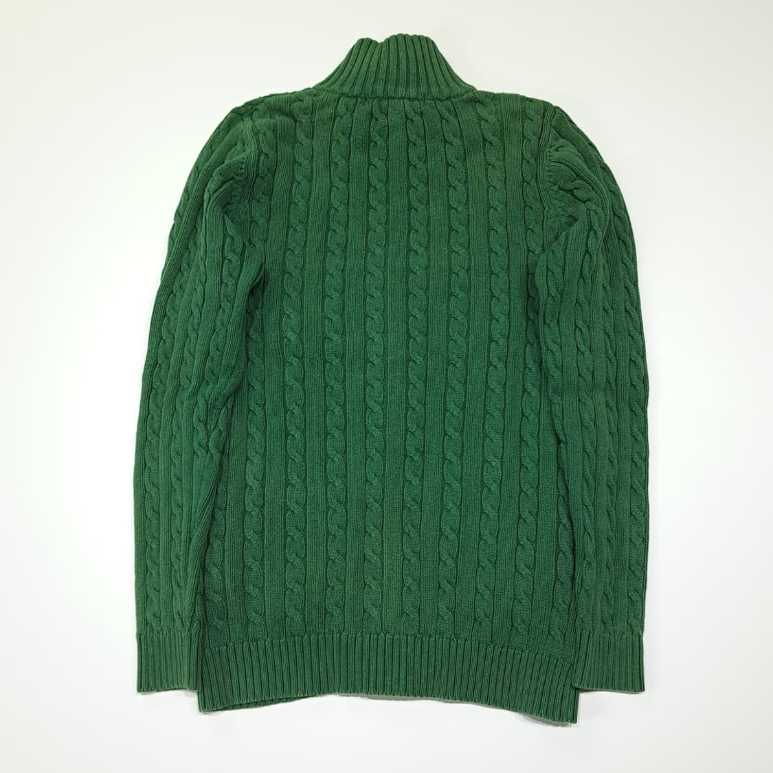 CL099 M 폴로 랄프로렌 옐로우 포니 자수 그린 케이블 니트 집업 상품이미지5