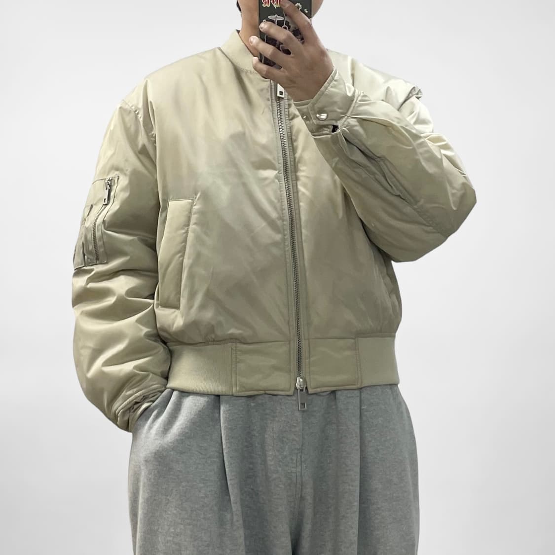 쿠어 Coor 나일론 봄버 자켓 베이지 상품이미지1