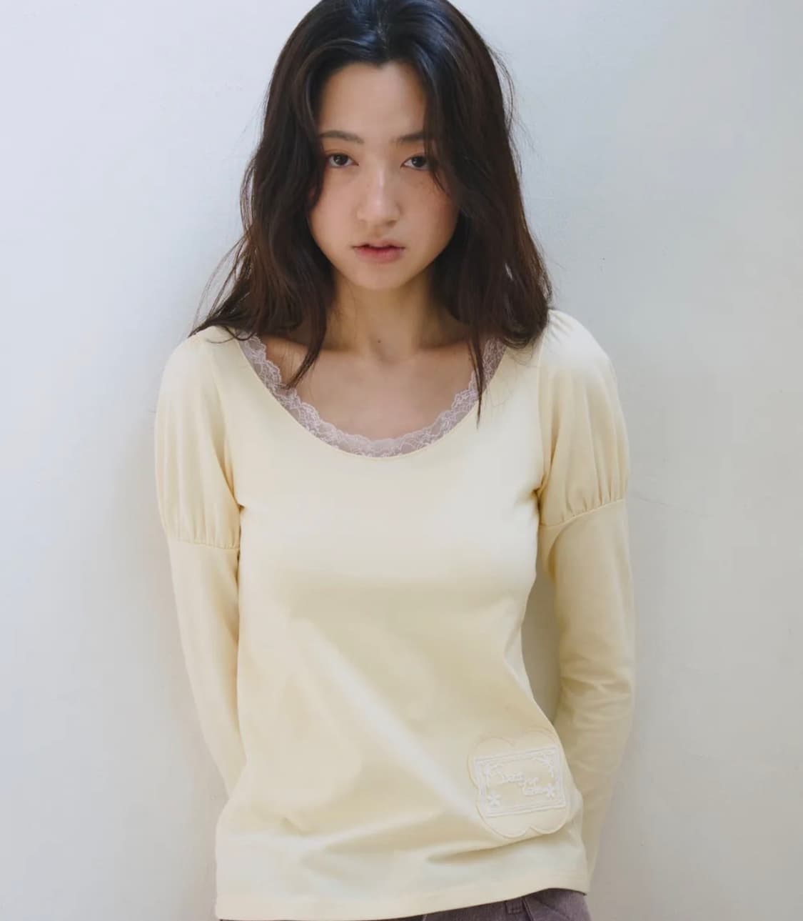 Daisy Lace Puff Longsleeve, Yellow 상품이미지1