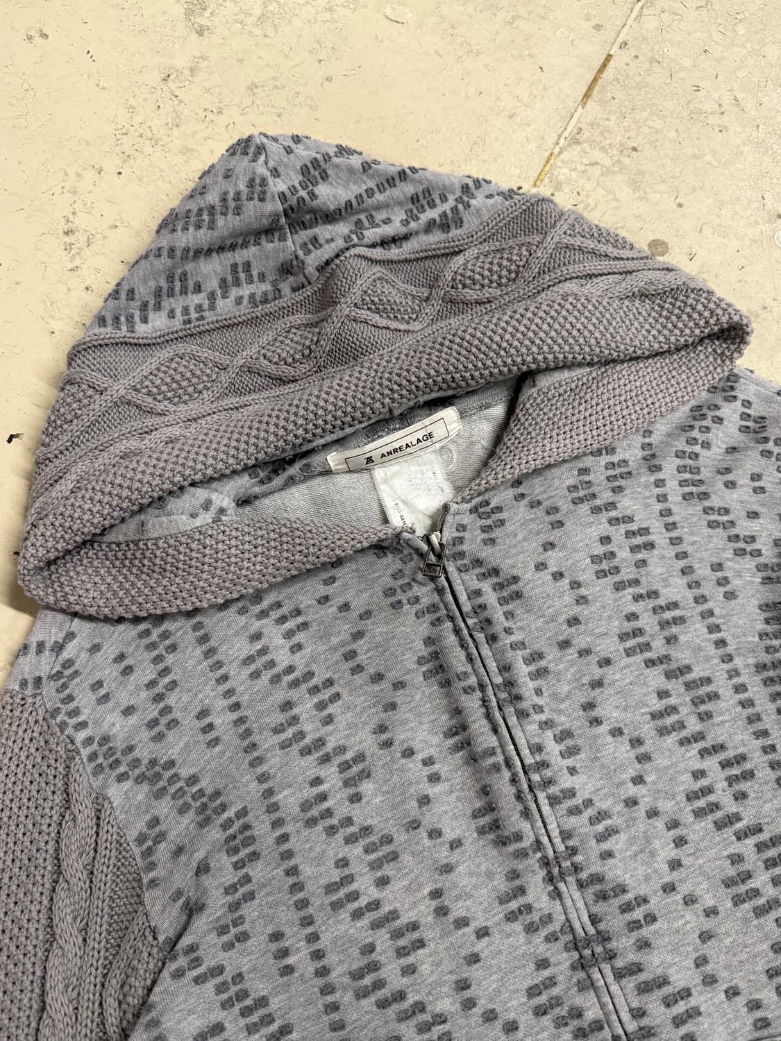 Anrealage mix knit jacquard hood zip-up 상품이미지8