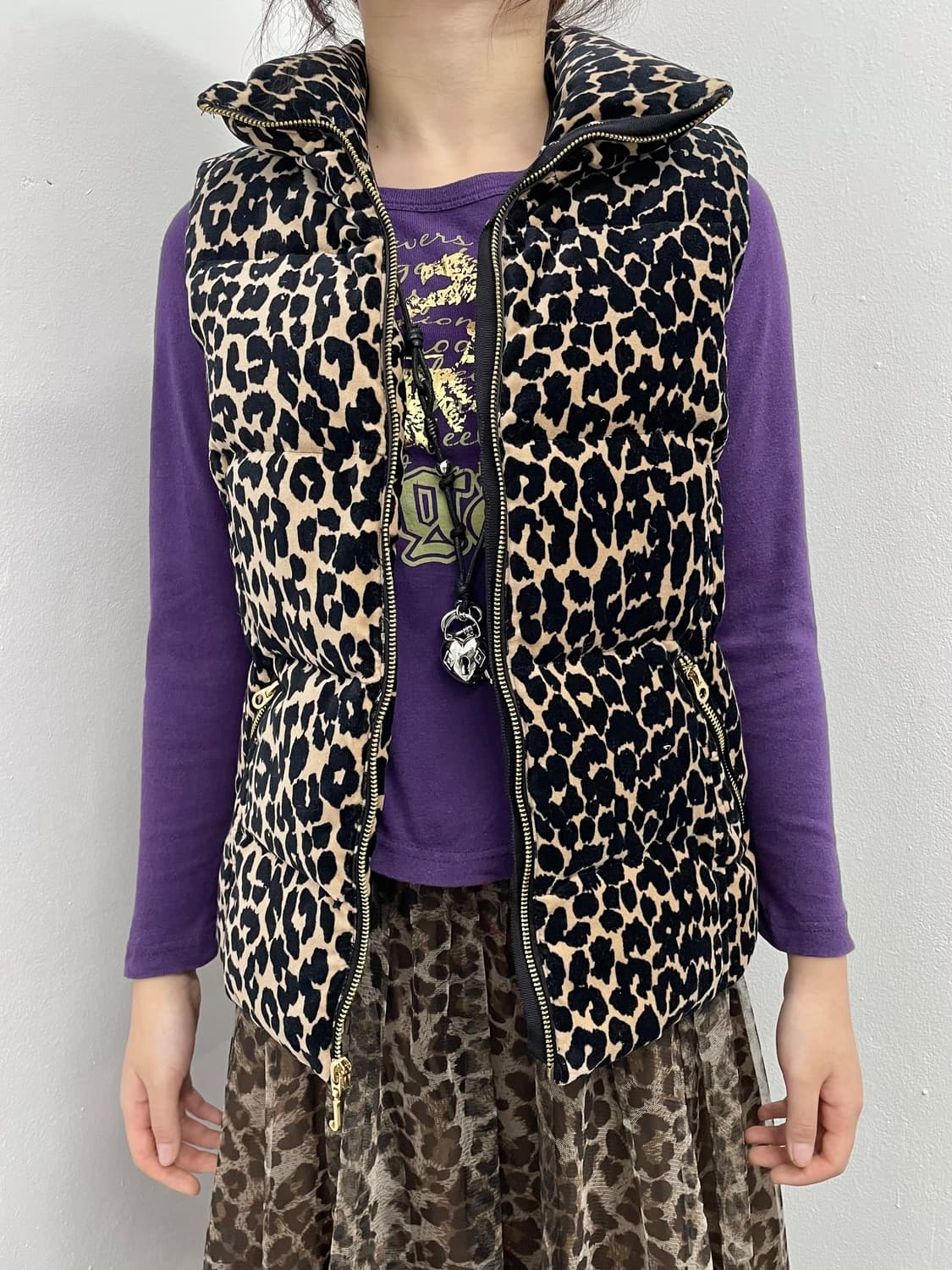 쥬시꾸뛰르 갸루 호피 패딩 베스트 *레어 상품이미지2