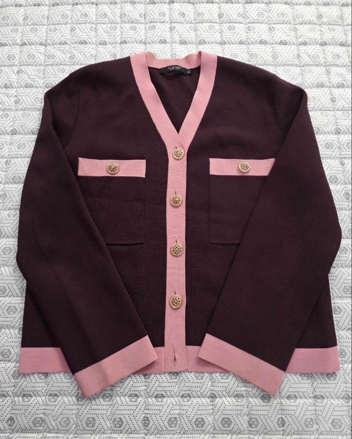 질스튜어트 뉴욕 라인배색 니트 가디건+스커트 셋업 55 상품이미지2