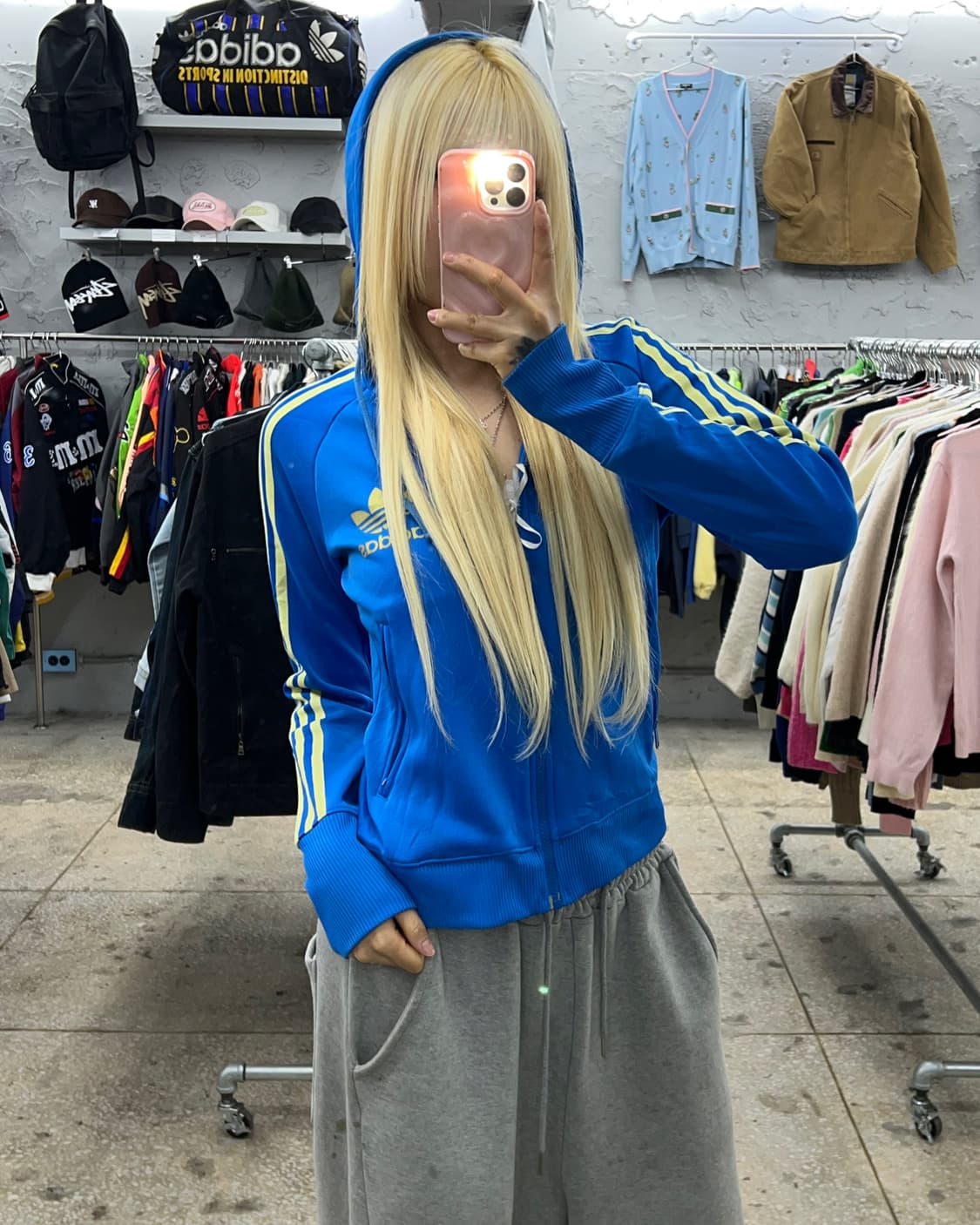 착샷O 아디다스 블루골드 후드져지 상품이미지8