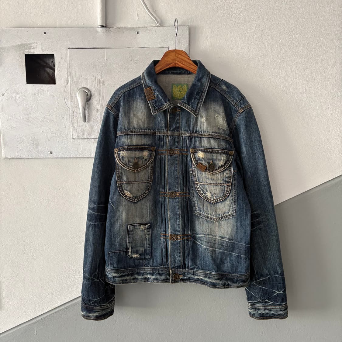 빈티지 워싱 & 디스트레스 데님 자켓 상품이미지5
