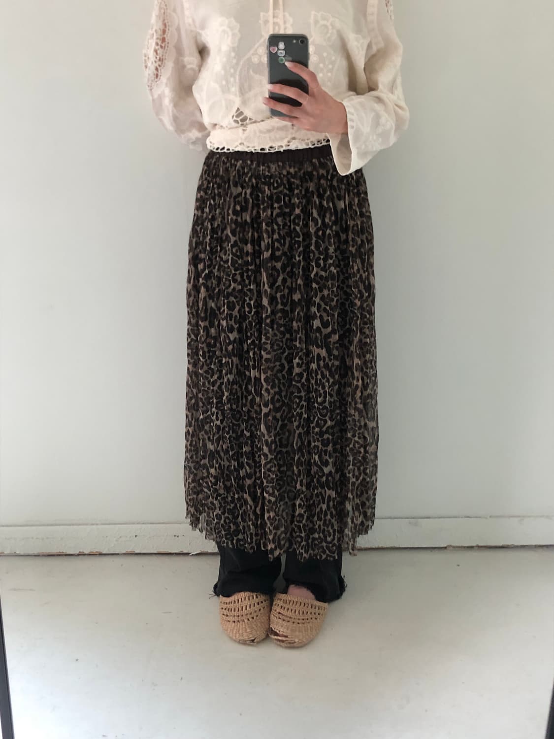 일본빈티지 호피 레이어드 스커트 상품이미지1