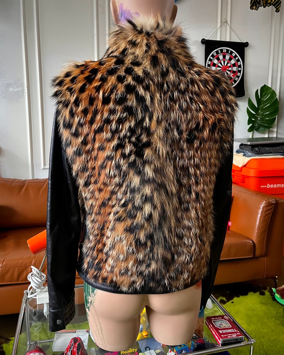 Real Leopard Raccoon Fur Lambskin Jacket 상품이미지2