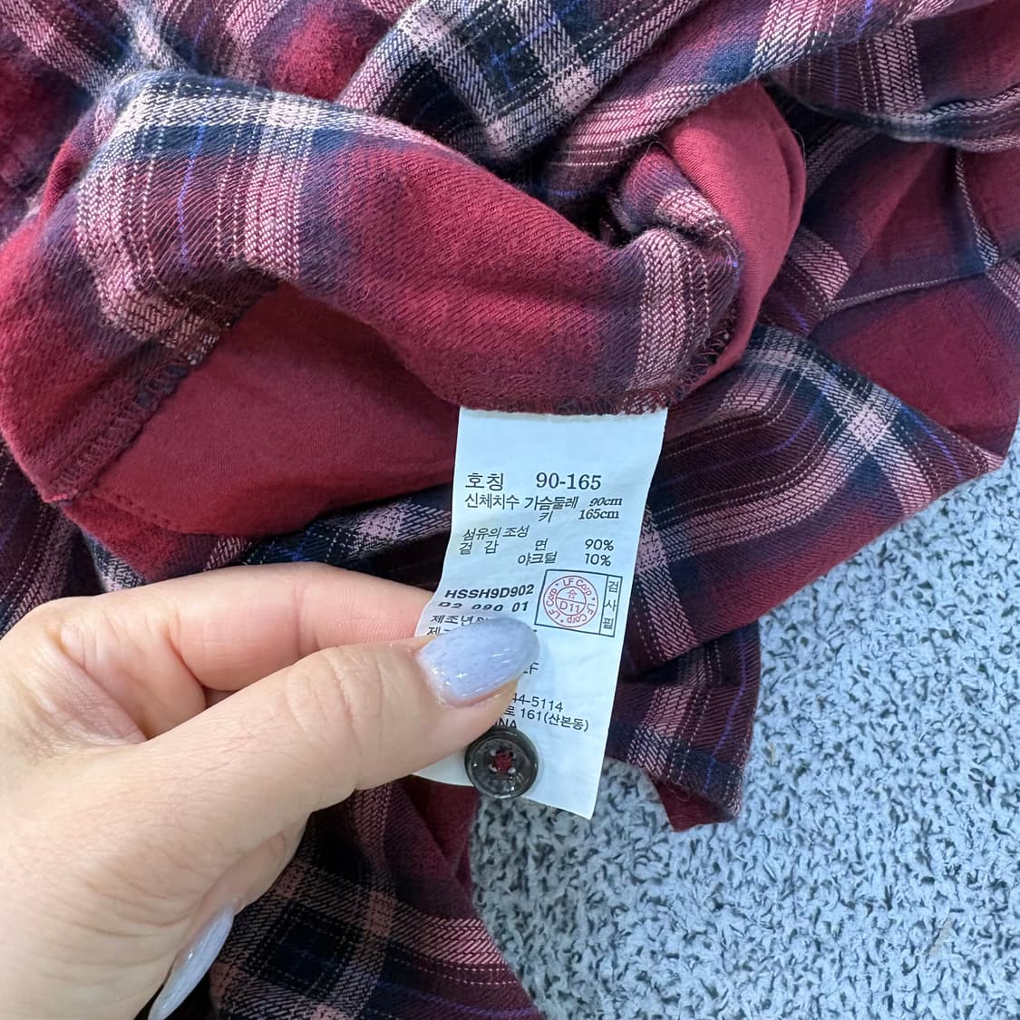 90 헤지스 여성 롱 체크 셔츠 레드 0319J 상품이미지4