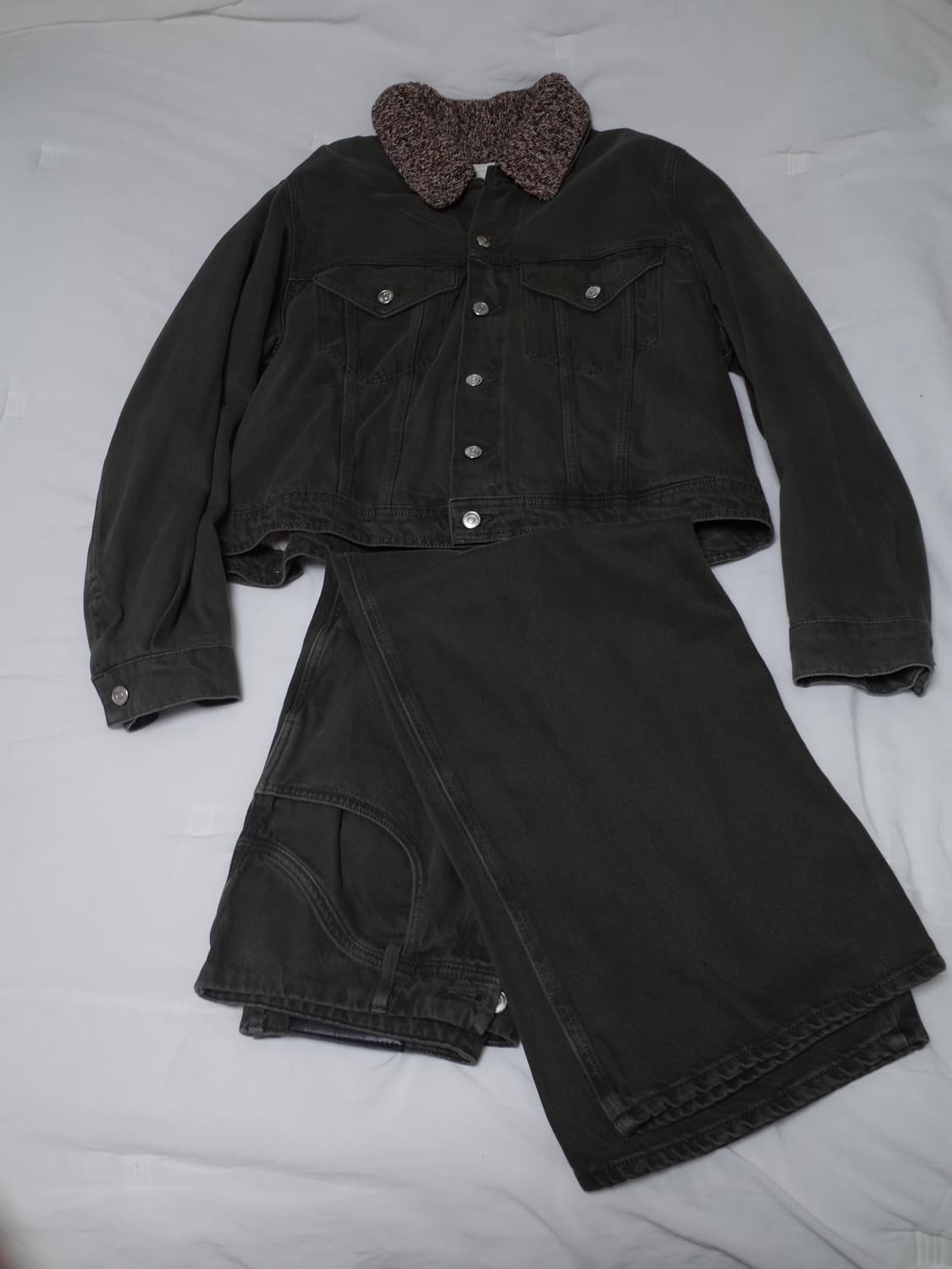 [M] 자라 x 나누시카 데님 자켓 닷 칼라 다크 카키 상품이미지3