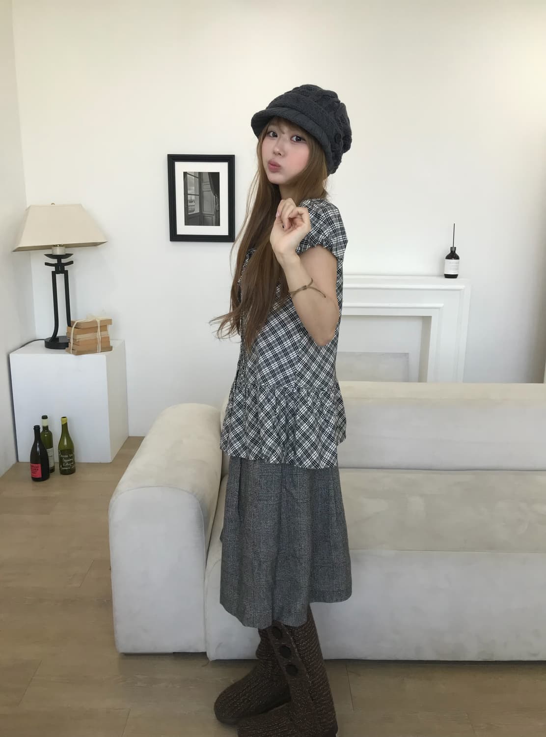 버버리 체크 퍼프 블라우스 그레이 니혼진 코디세트 상품이미지4