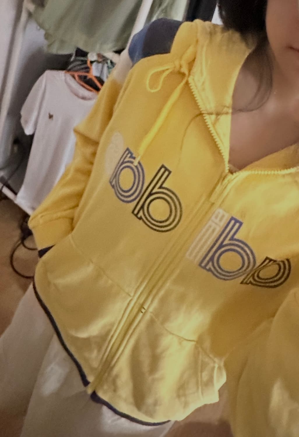 아디다스 빈티지 후드 옐로우 개나리 연노랑색 상품이미지3