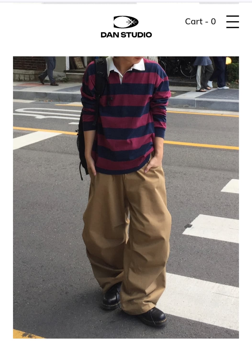 단 스튜디오 스트라이프 카라 럭비티 상품이미지1