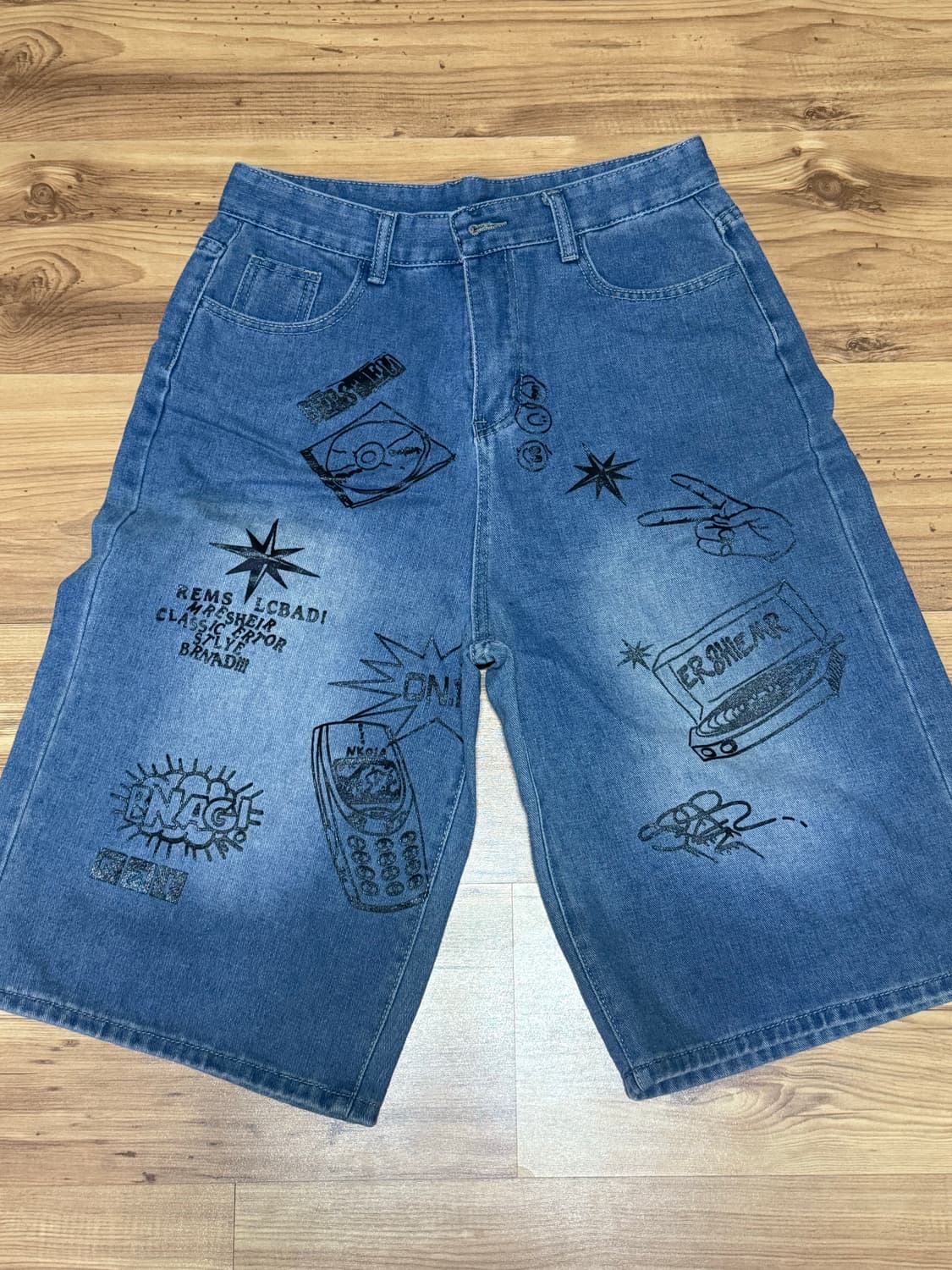 프린팅 데님 버뮤다팬츠 상품이미지1