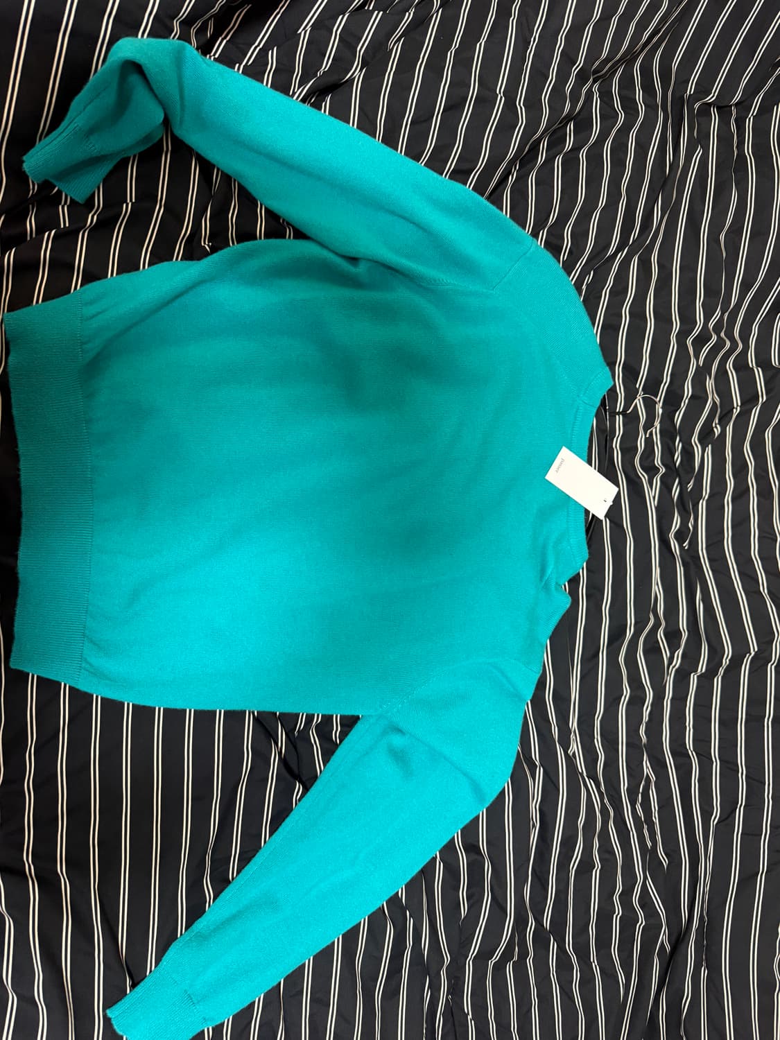 릴렉스 크롭 브이넥 니트 (터쿼이즈) 상품이미지1