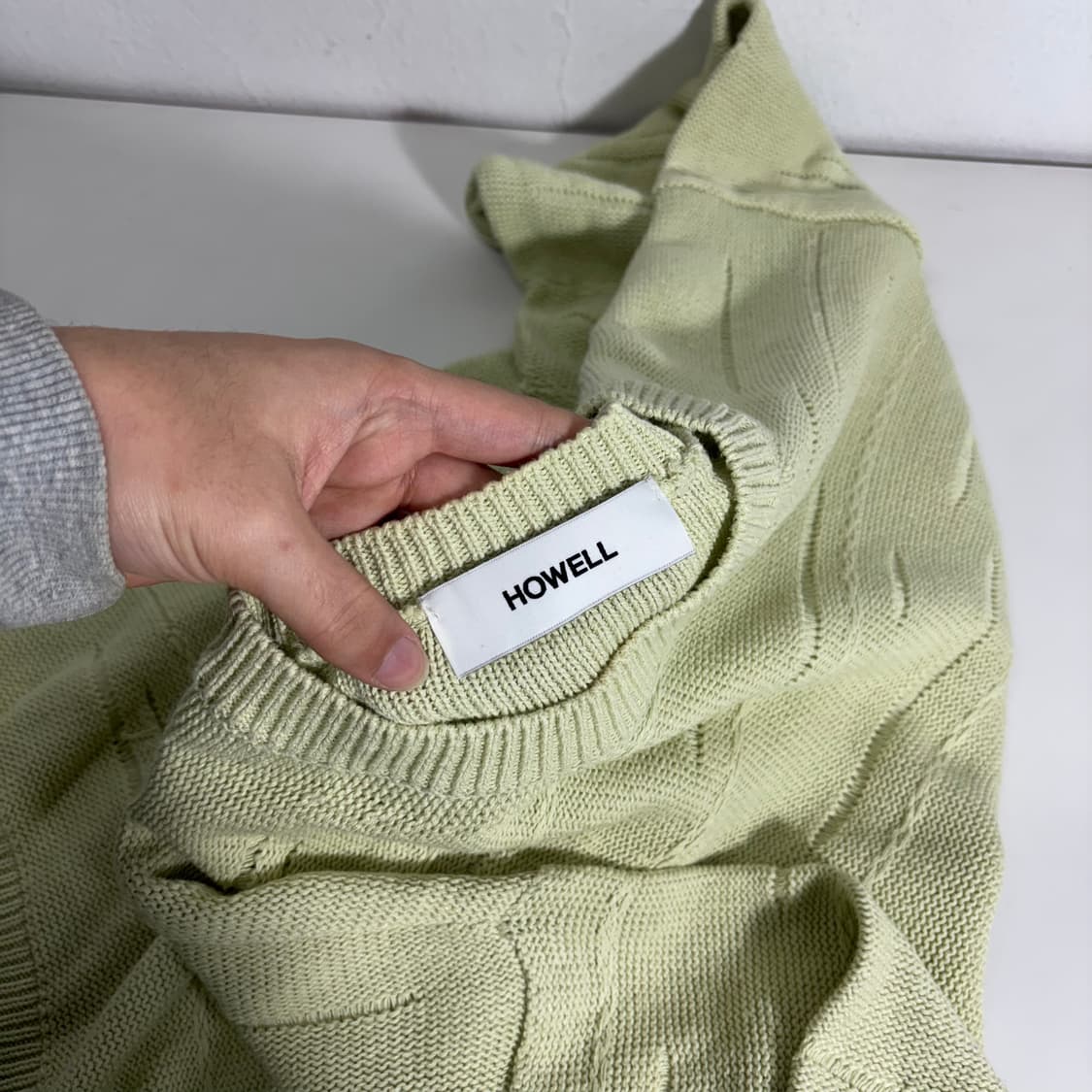 OS 호웰 HOWELL 아이보리 루즈오버핏 라운드 면니트 상품이미지3