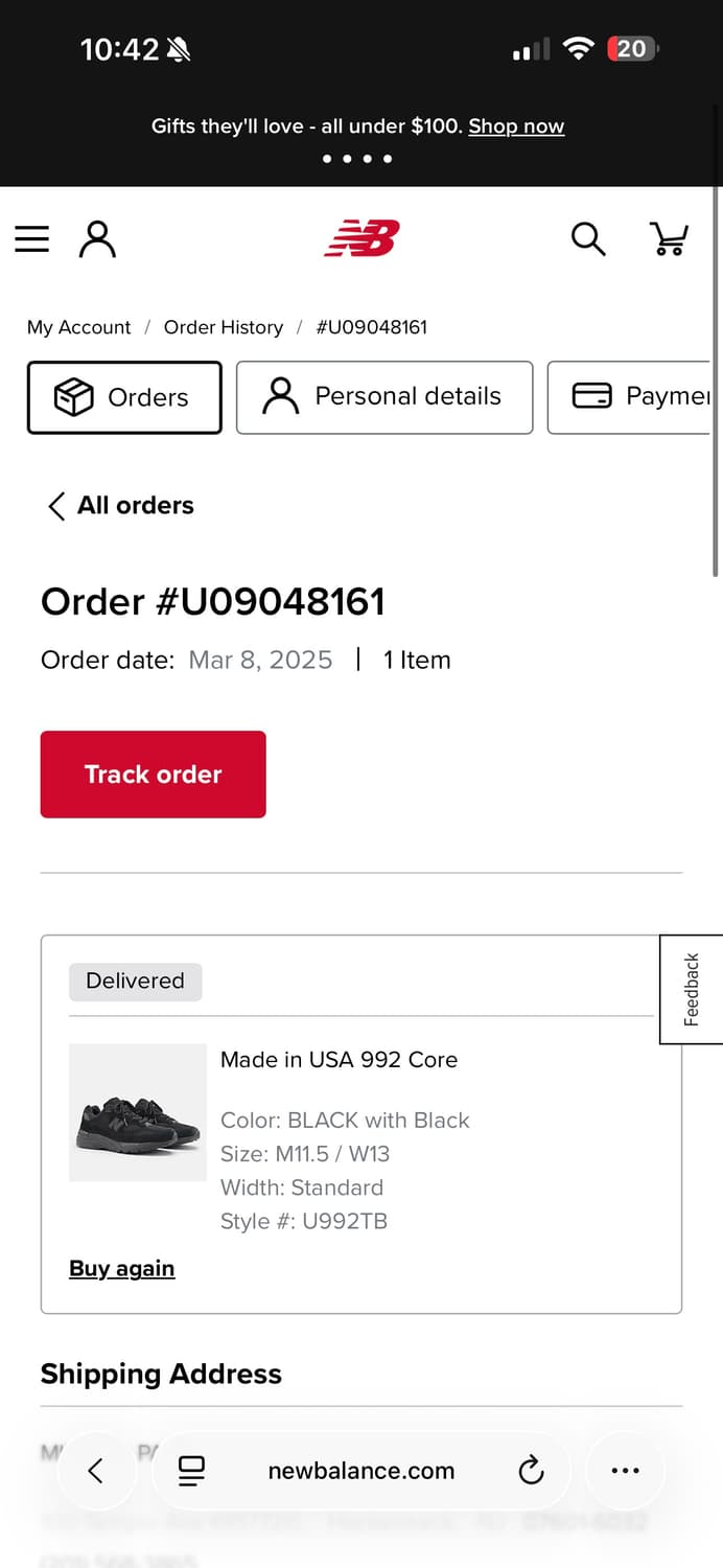 뉴발란스 992코어 트리플블랙 295mm팝니다 상품이미지8