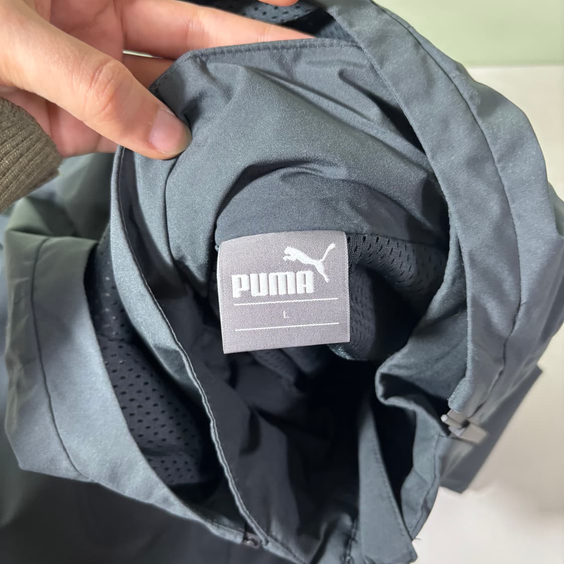 L 푸마 진그레이 후드탈부착 스카치 런닝 바람막이 상품이미지5