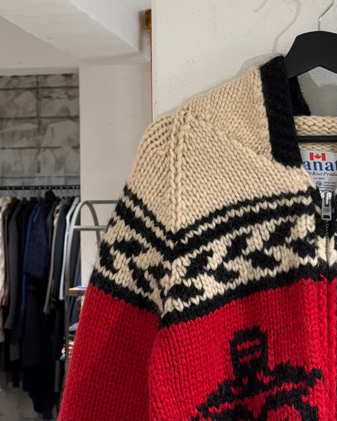 카나타 아이보리 레드 코위찬 후디 스웨터 집업 상품이미지2