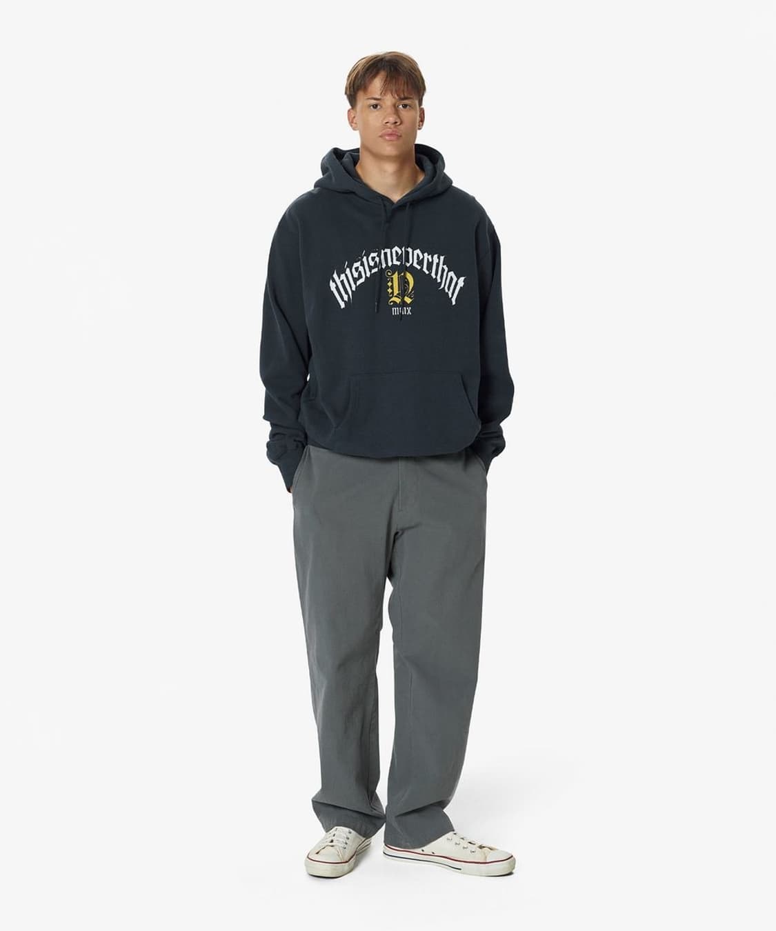 디스이즈네버댓 네이비 로고 후드 후디 XL 상품이미지4