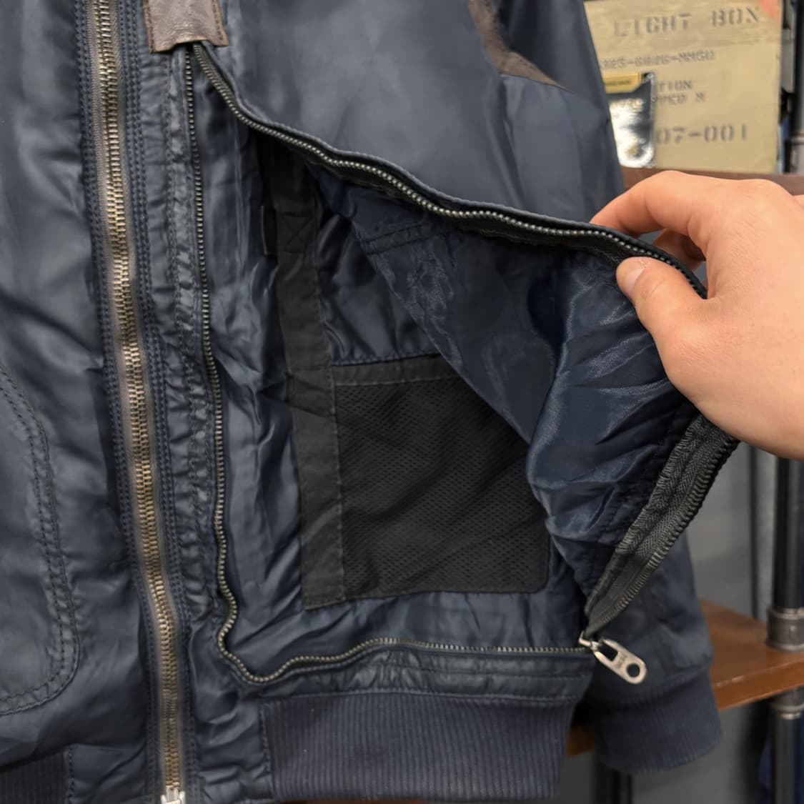 90s 레드스킨 나일론쉘 B-15 플라이트 자켓 윈드플랩 쉐르파 N613 상품이미지5