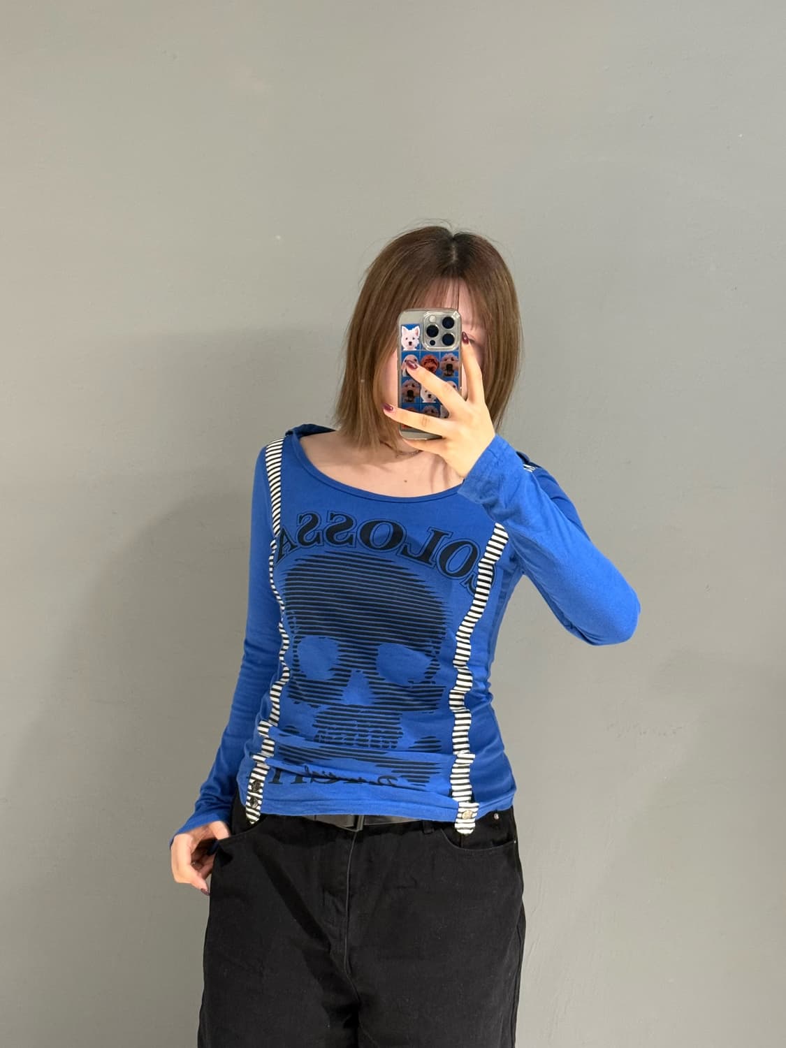 suspenders detail skull hood sleeve 상품이미지2