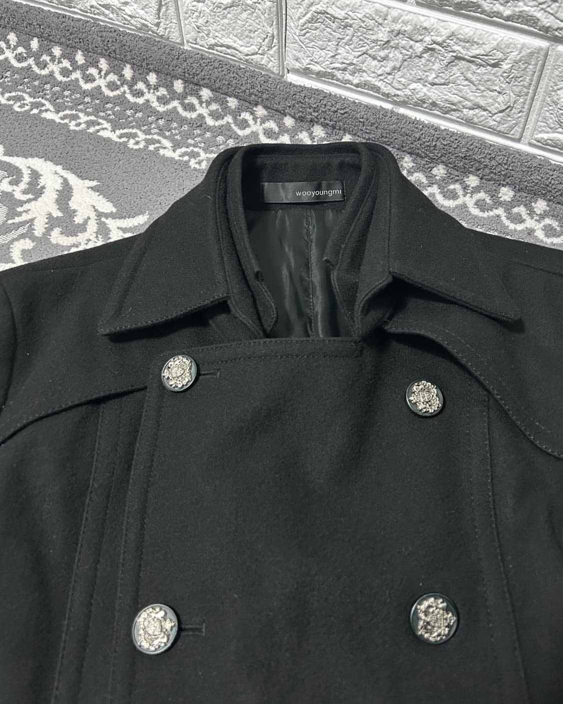 우영미 나폴레옹 버튼 탈부착 카라 코트 상품이미지4
