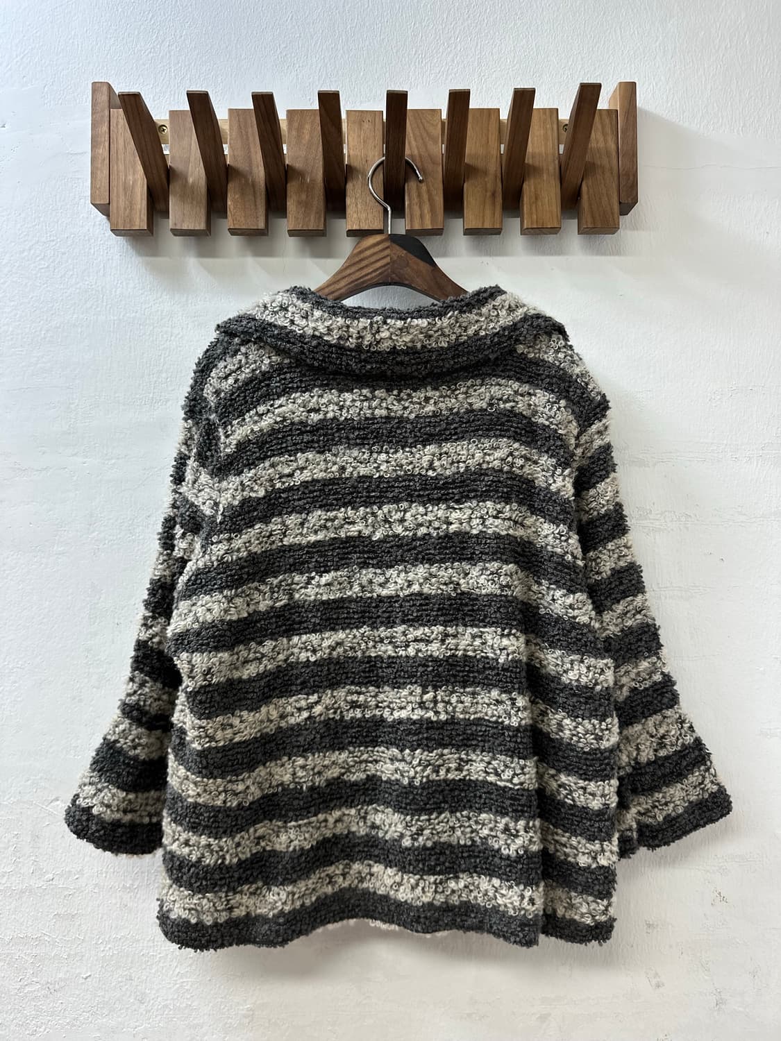 일본빈티지 스트라이프 부클 울 혼방 코트 자켓 상품이미지4