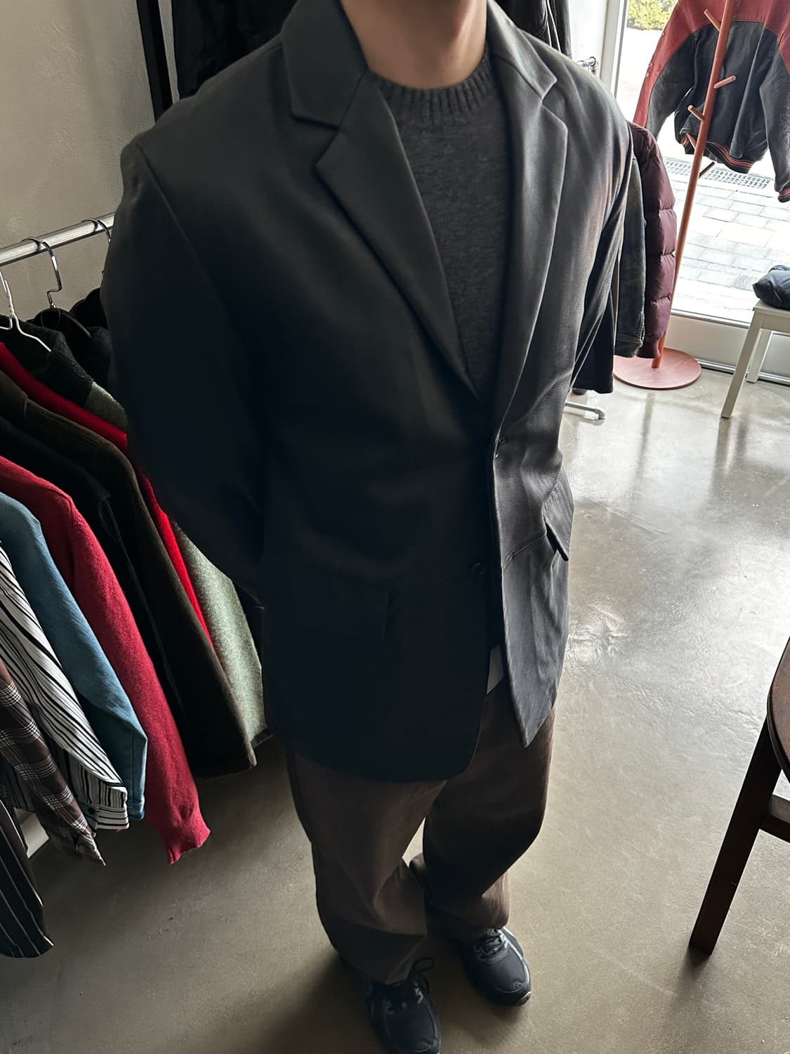 Marzo 블랙 레더 싱글 블레이저 자켓 상품이미지2