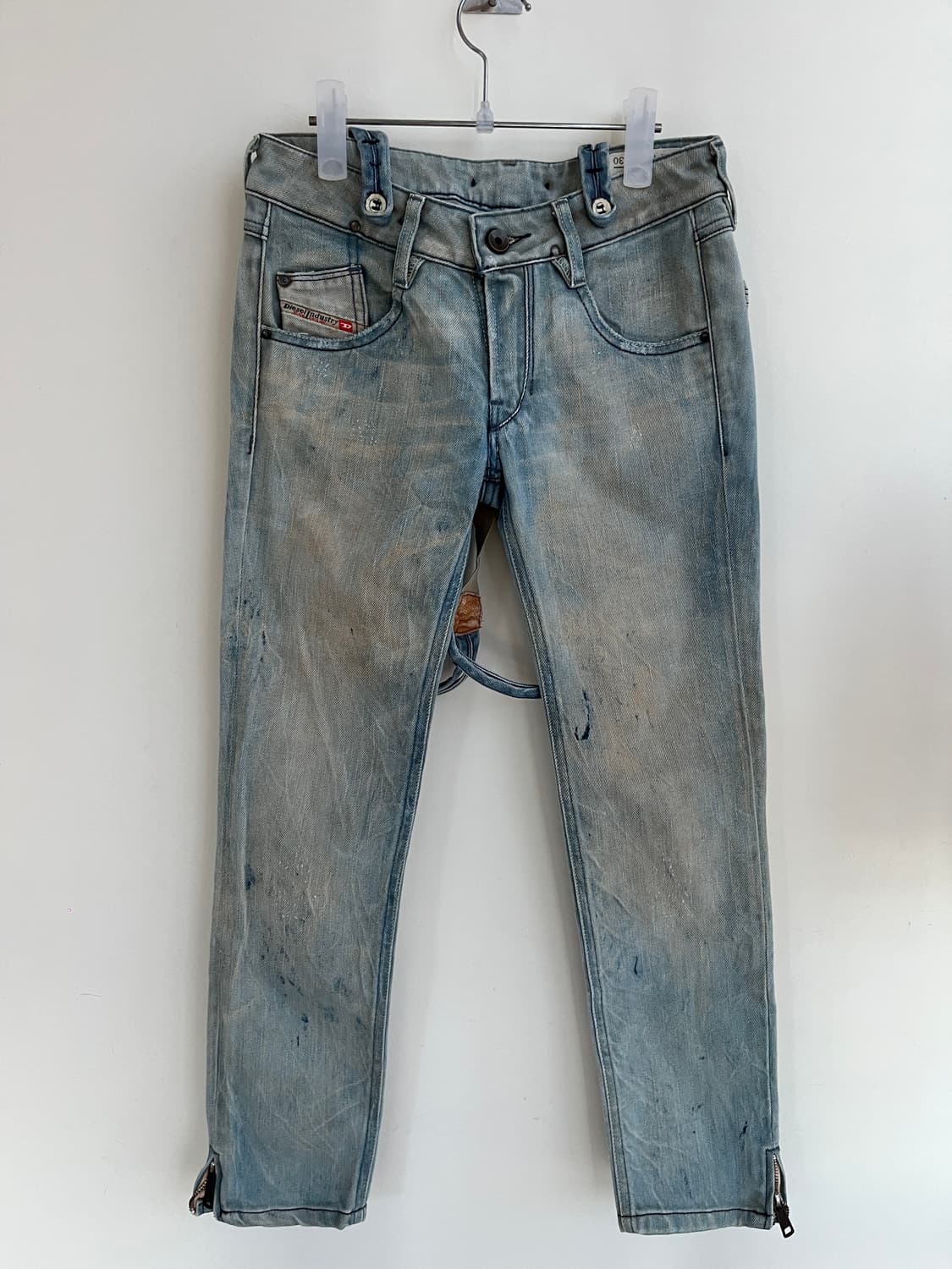 디젤 양가죽 멜빵 벨트 웨스턴 스타일 자수 데님 워싱 진 팬츠 청바지 상품이미지6