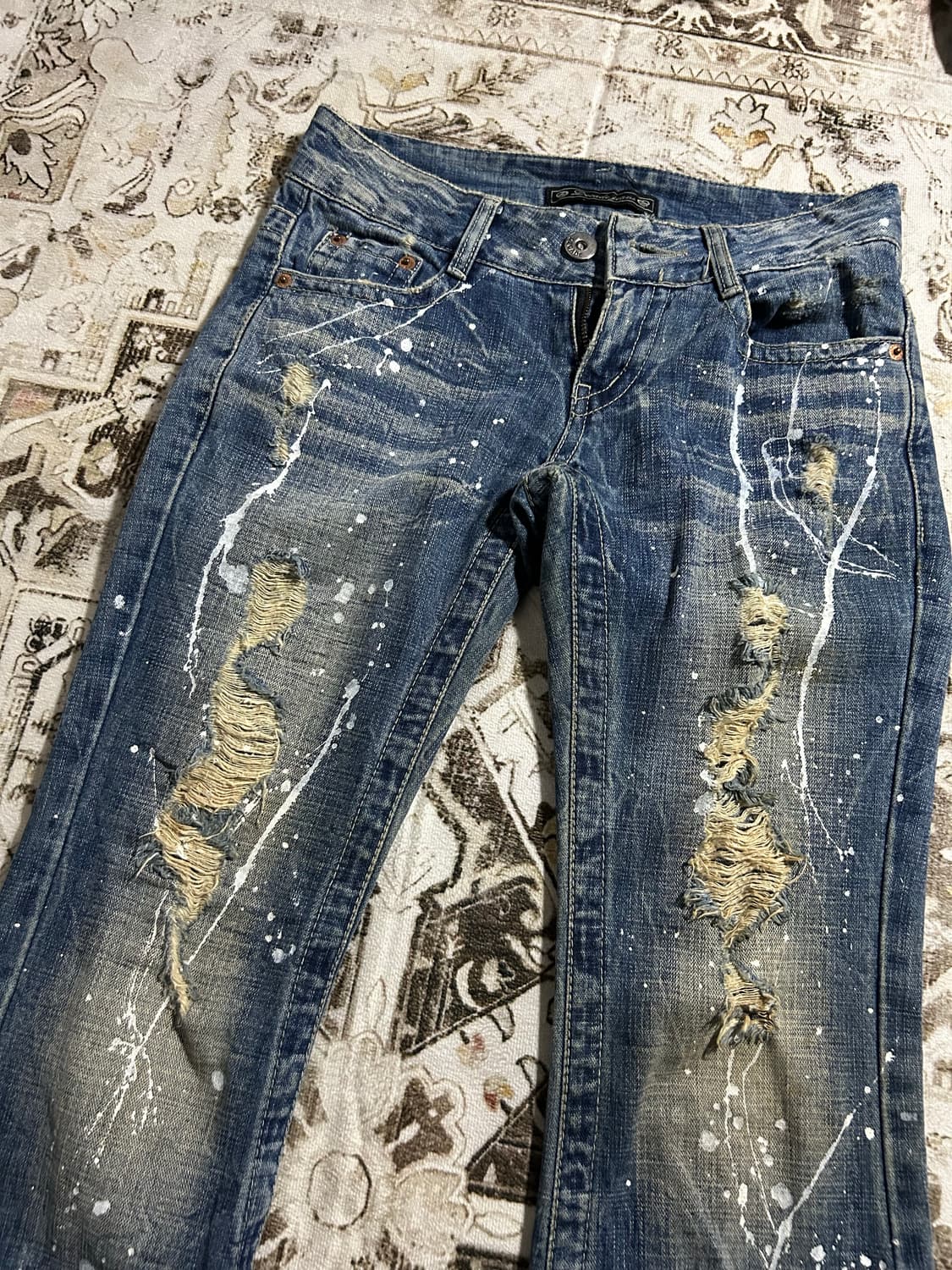 y2k grunge painted bootscut denim 상품이미지4
