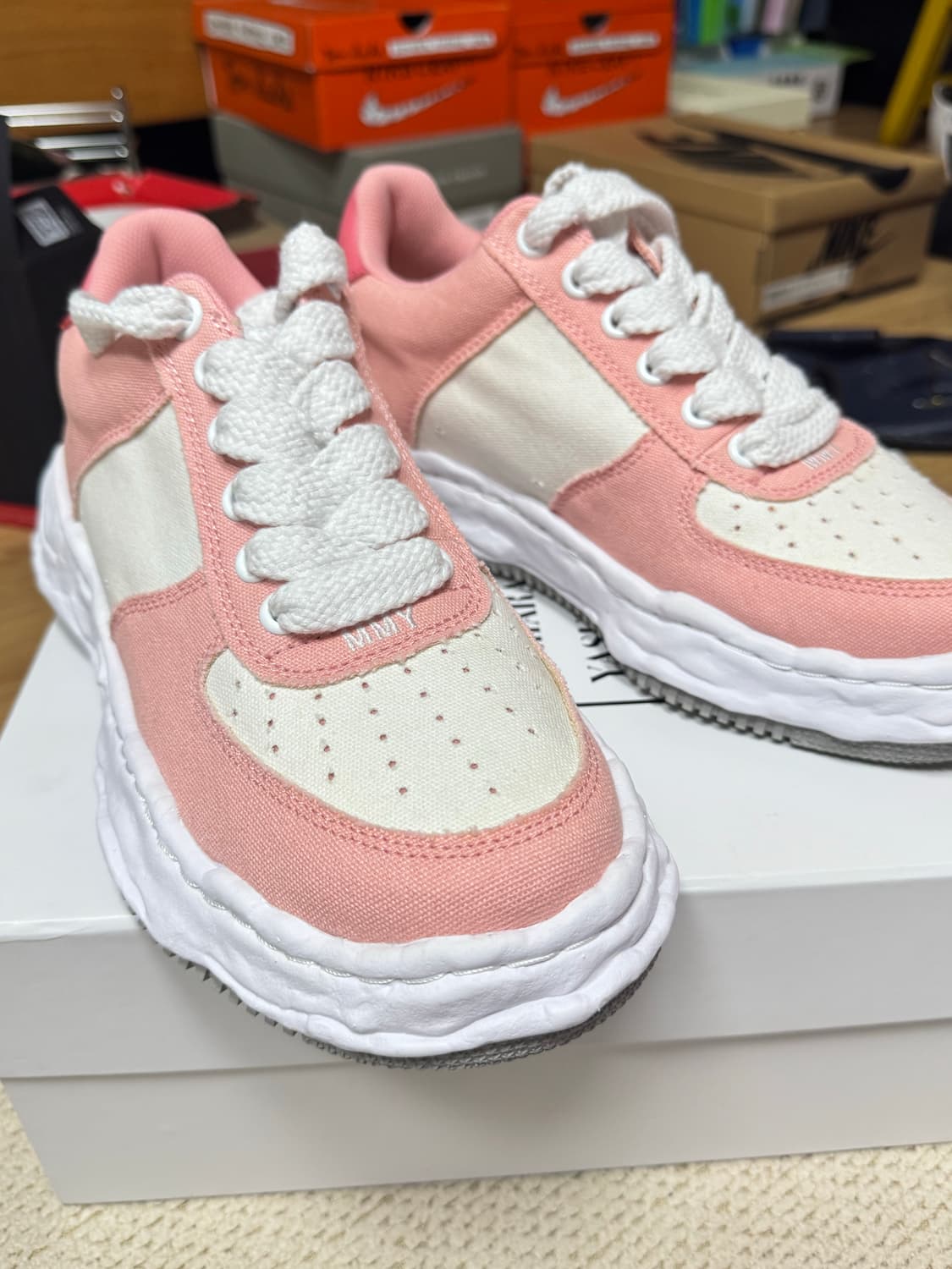 메종 미하라 야스히로 웨인 캔버스 핑크화이트 EU43 275mm 상품이미지7